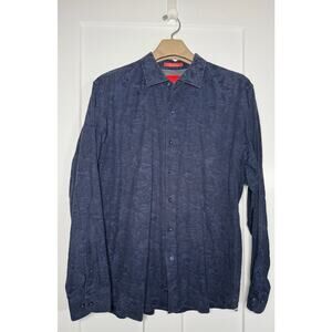 Tommy Bahama Long Sleeve Floral Shirt Navy Long Slv‎ Size XL Cotton